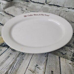 The Coffee Bean & Tea Leaf Dessert Serving Salad Beige Plate 9.5” Oval